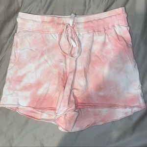 pink & white tie dye shorts